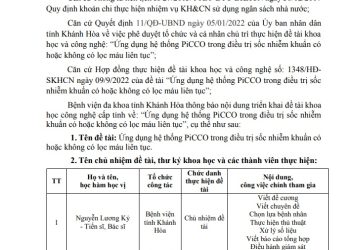 Thông báo công khai nội dung thực hiện Đề tài Khoa học và Công nghệ cấp tỉnh