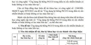 Thông báo công khai nội dung thực hiện Đề tài Khoa học và Công nghệ cấp tỉnh
