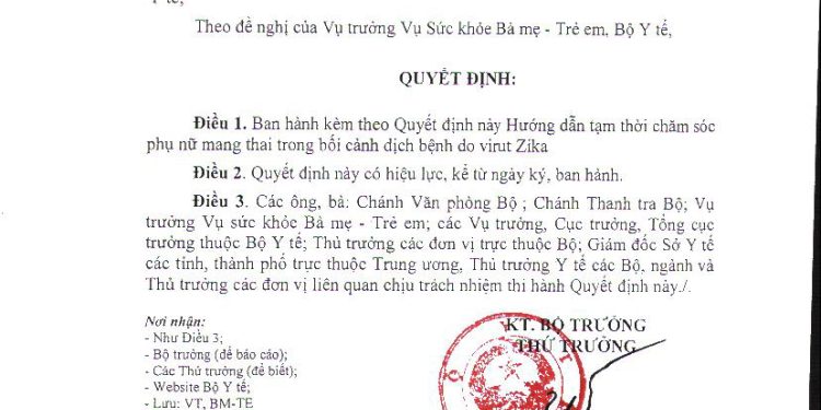 Ban hành Hướng dẫn tạm thời chăm sóc phụ nữ mang thai trong bối cảnh dịch bệnh do Virut Zika