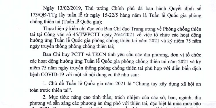 Hưởng ứng tuần lễ Quốc gia phòng chống thiên tai