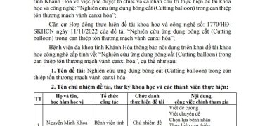 Thông báo công khai nội dung thực hiện Đề tài Khoa học và Công nghệ cấp tỉnh