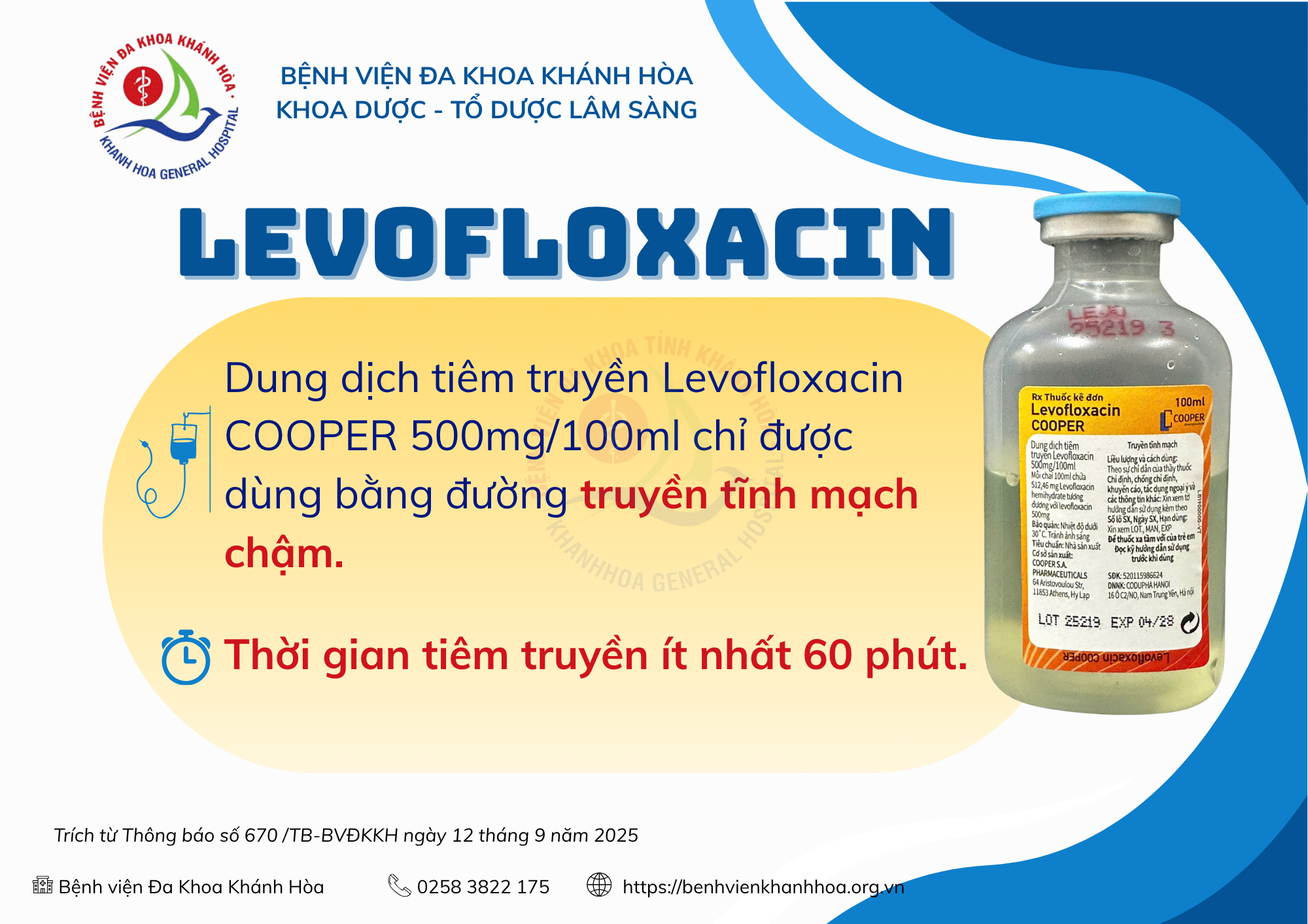 Hướng dẫn cách sử dụng thuốc Levofloxacin Cooper