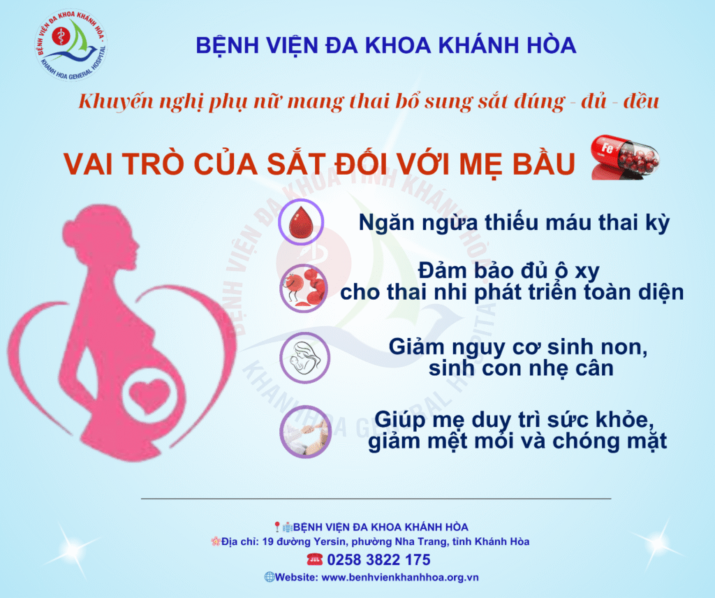 bổ sung sắt đúng cách trong thai kỳ thiếu máu khi mang thai sắt và acid folic cho bà bầu vai trò của sắt với thai nhi khám thai sản Khánh Hòa