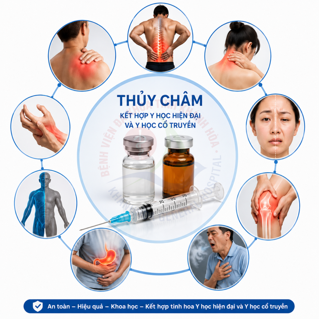 Thủy châm
Thủy châm là gì?
tiêm thuốc vào huyệt
điều trị bằng thủy châm
thủy châm tại Khánh Hòa
khoa Y học Cổ truyền
